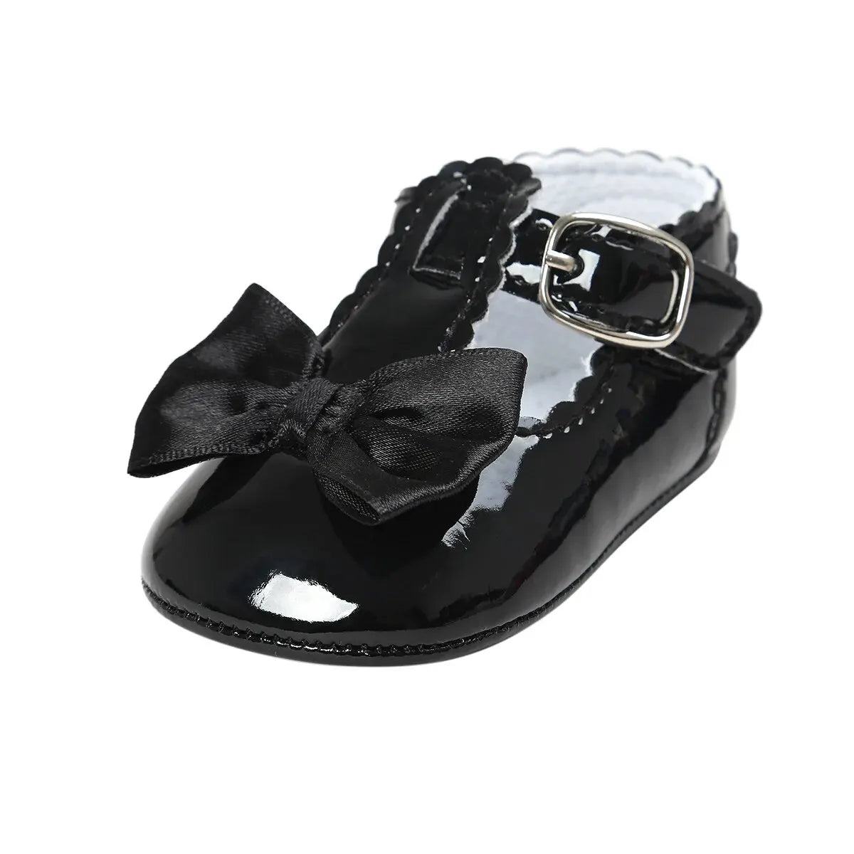 Meckior-zapatos antideslizantes con suela de goma y lazo para bebé, calzado clásico de PU para primeros pasos, cuna