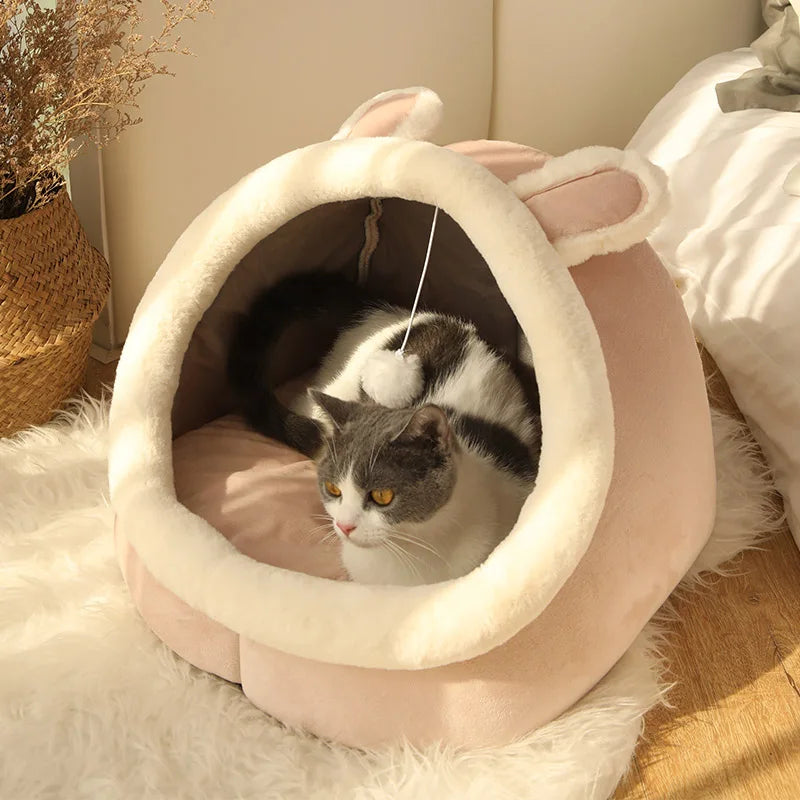 Cama para gatos de sueño profundo, cama para mascotas de dibujos animados, plegable, extraíble, lavable, cama para mascotas, alfombrilla para perros pequeños, bolsa, cueva, cama para gatos