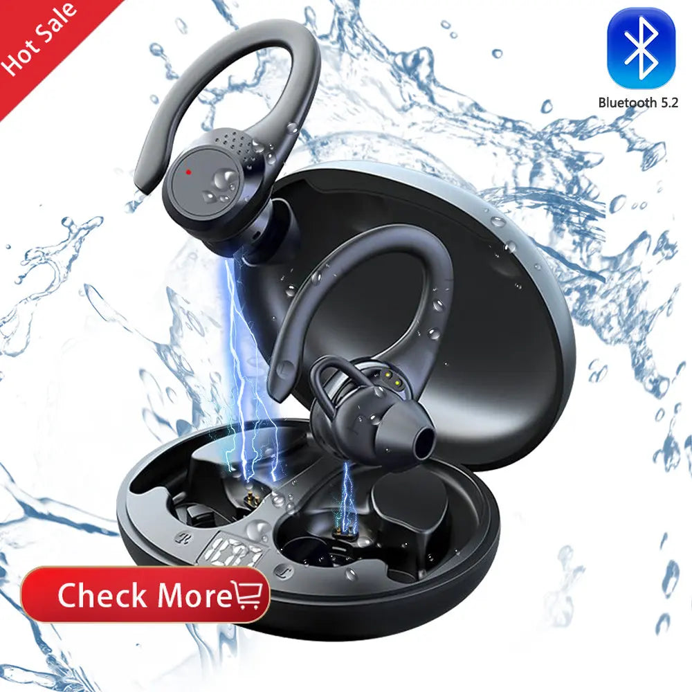 Auriculares inalámbricos para negocios, cascos compatibles con Bluetooth, micrófono, recargable, modo de reposo, conducción de coche, deporte, manos libres