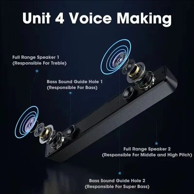 Barra de sonido para PC, altavoz con cable y Bluetooth, barra de sonido alimentada por USB para TV, Pc, portátil, juegos, sistema de Audio envolvente para cine en casa