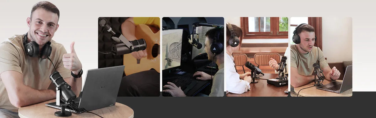 Maono USB/XLR Micrófono dinámico profesional Todo de metal con ganancia de silencio de un toque Conector para auriculares y control de volumen para Podcasting Live Streaming Youtube PD400X