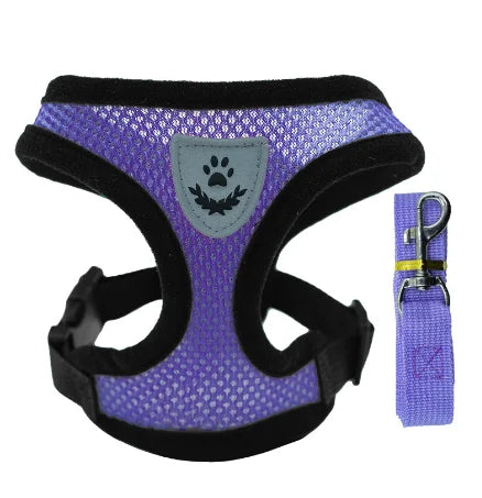 Arnés de malla ajustable de poliéster para gatos, chaleco para caminar, correa de plomo para cachorros, Collar para perros pequeños y medianos, accesorios para mascotas