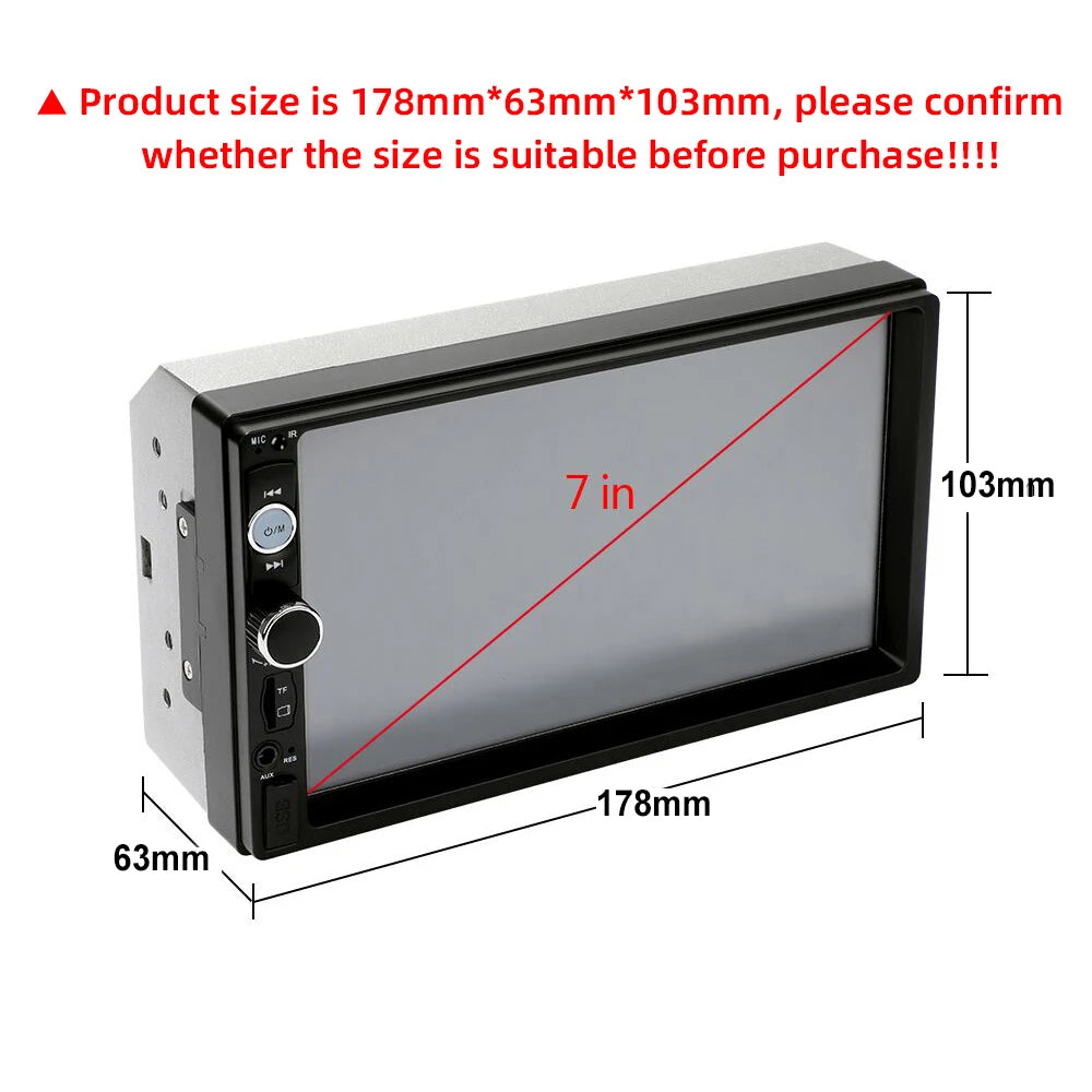 Podofo 2 din Radio de coche 7 "HD Autoradio reproductor Multimedia 2DIN pantalla táctil Auto audio estéreo de coche MP5 Bluetooth USB TF FM cámara