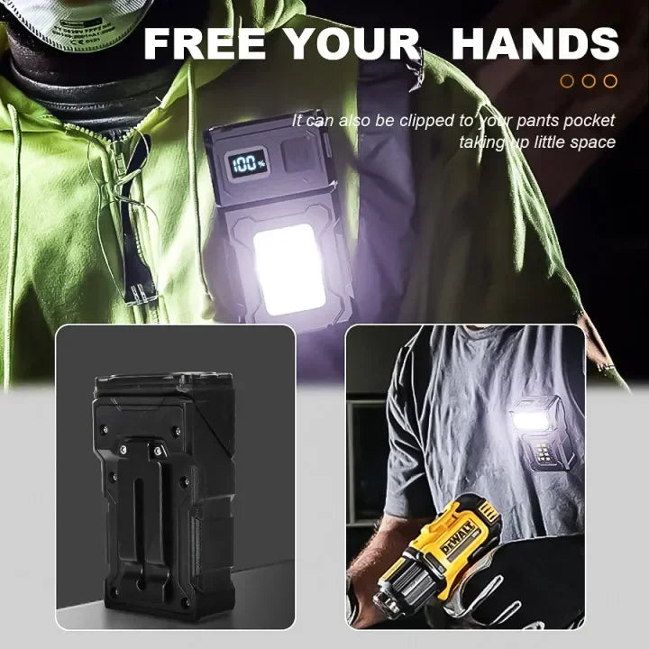 MINI linterna LED recargable por USB, linterna portátil con imán trasero, linterna de Camping superbrillante, luz de emergencia COB lateral