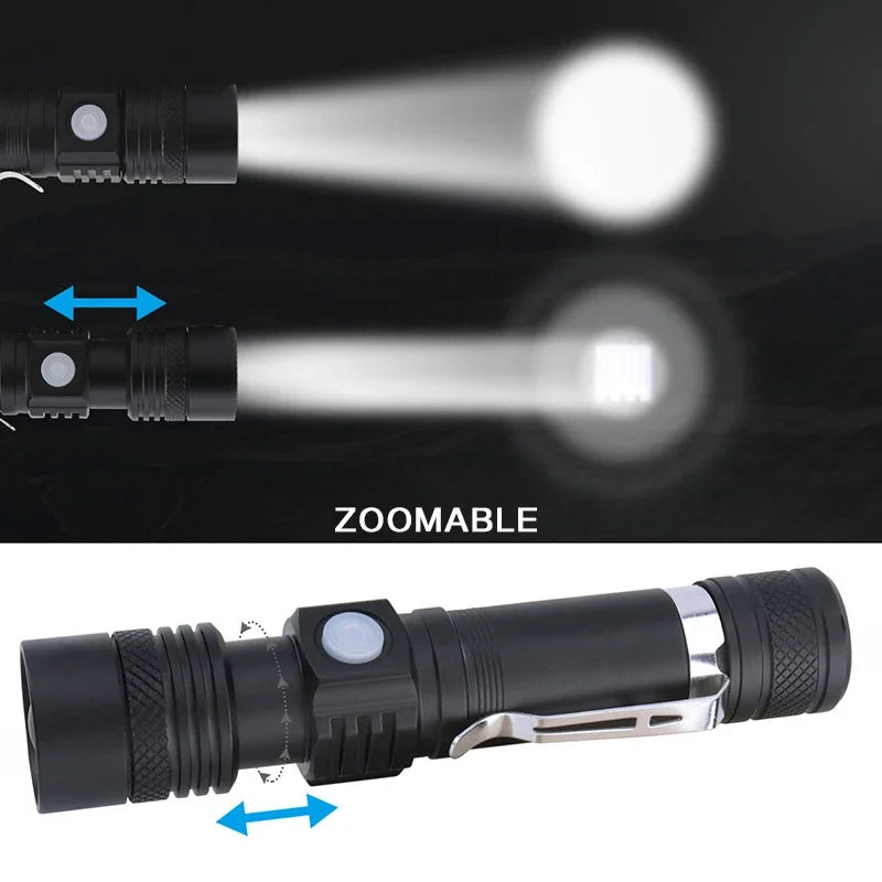 Linterna LED ultrabrillante recargable por USB de 4000LM, linterna LED T6, luz para bicicleta, batería Use18650. Para ciclismo al aire libre