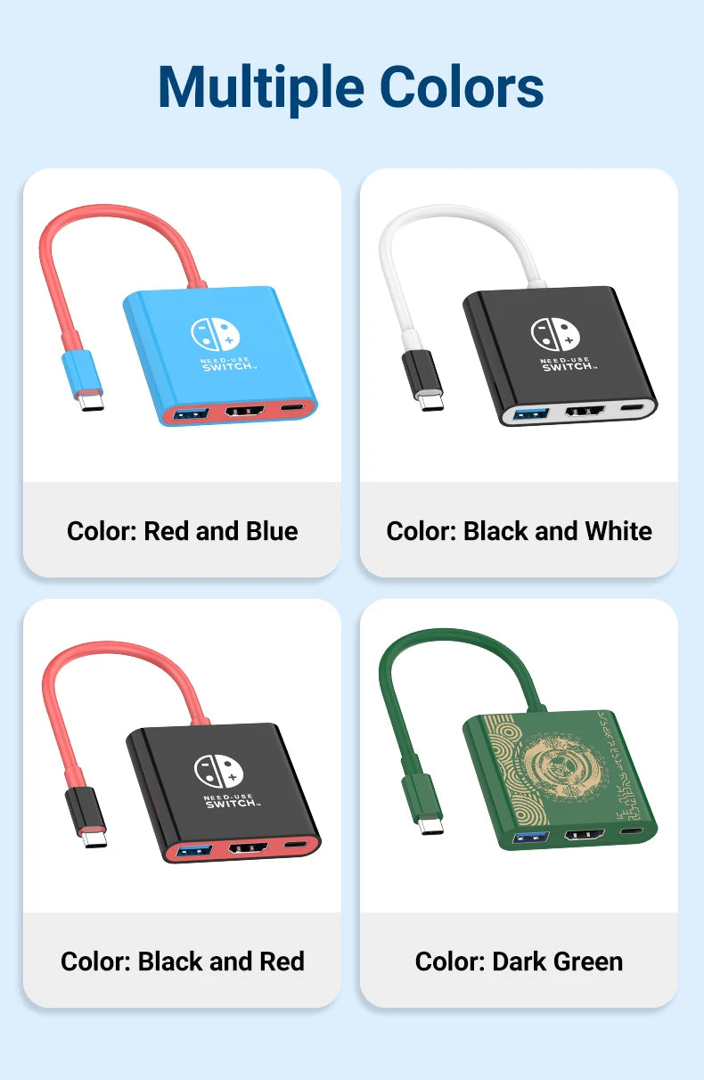 Estación de acoplamiento para juegos portátil Hub TYPE-C con HDMI y USB 3.0 Perfecto para viajes y juegos