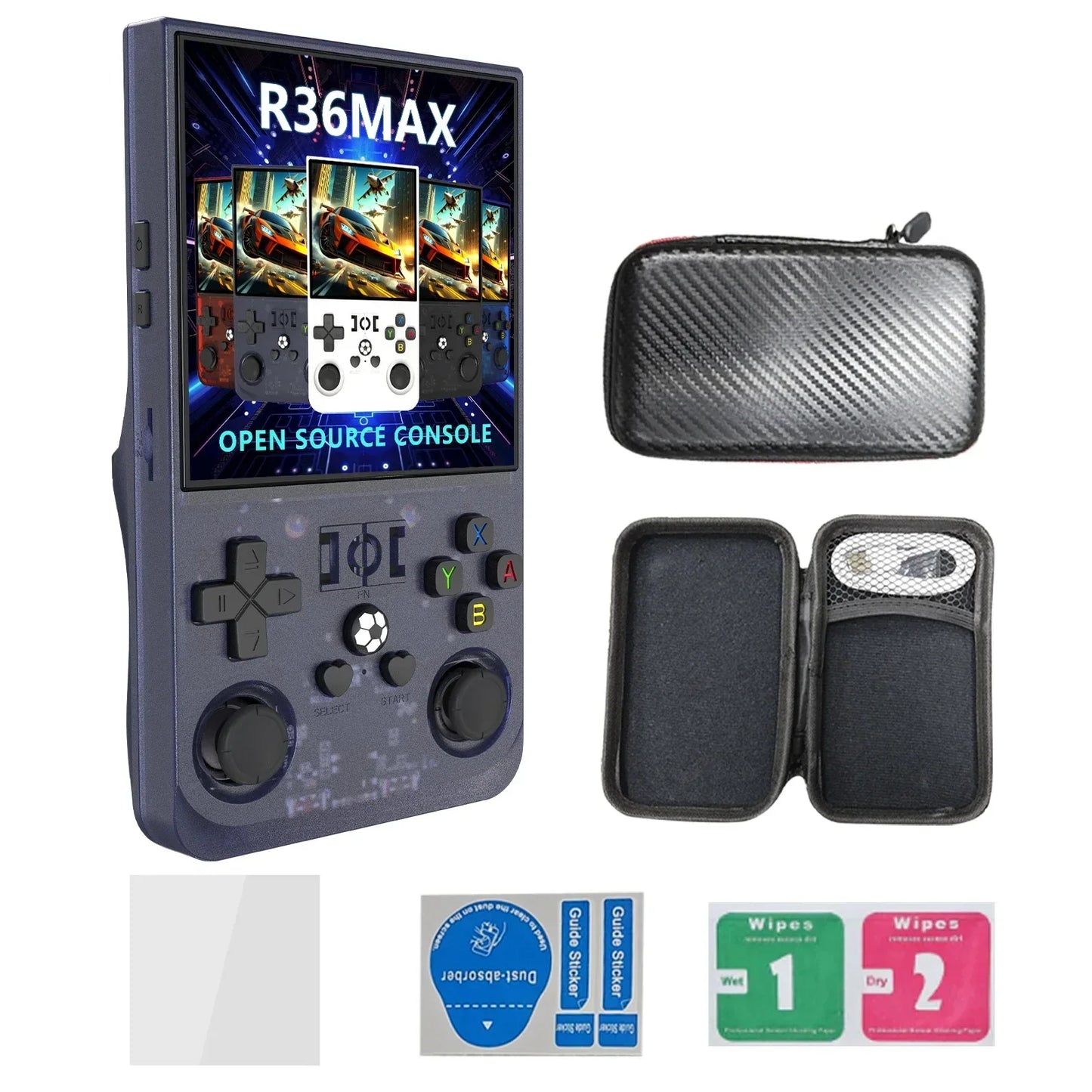 Consola R36 Max, reproductores de juegos portátiles, pantalla IPS de 4 pulgadas, consola de código abierto, reproductor de vídeo de bolsillo Retro, 64G/128G, más de hasta 22000 juegos