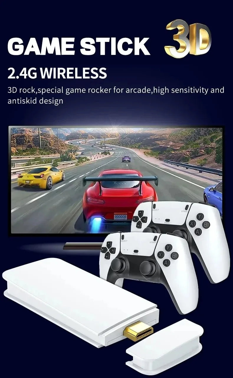 128G Game Stick M15 4K Video TV consola de juegos Gamepads inalámbricos Videojuego 64G 40000 +/50000 + juegos Arcade clásicos HD dos jugadores