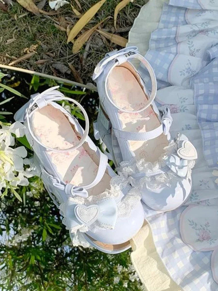 Zapatos Mary Jane adorables y dulces para mujer, zapatos de cuero pequeños de tacón bajo con lazo estilo clásico, zapatos de princesa elegantes de verano para mujer