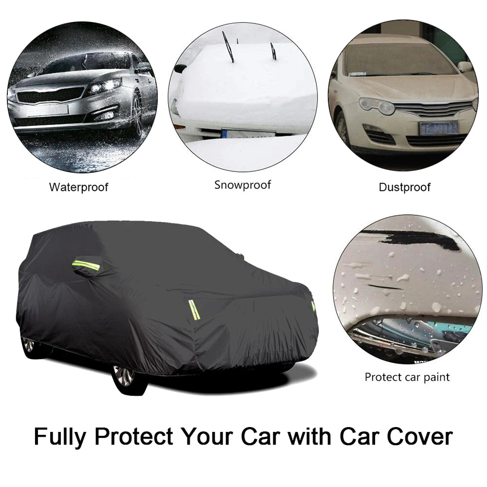 S-XXL cubierta de coche Sedan cubiertas completas con tira reflectante protección solar a prueba de polvo e impermeable UV resistente a los arañazos Universal