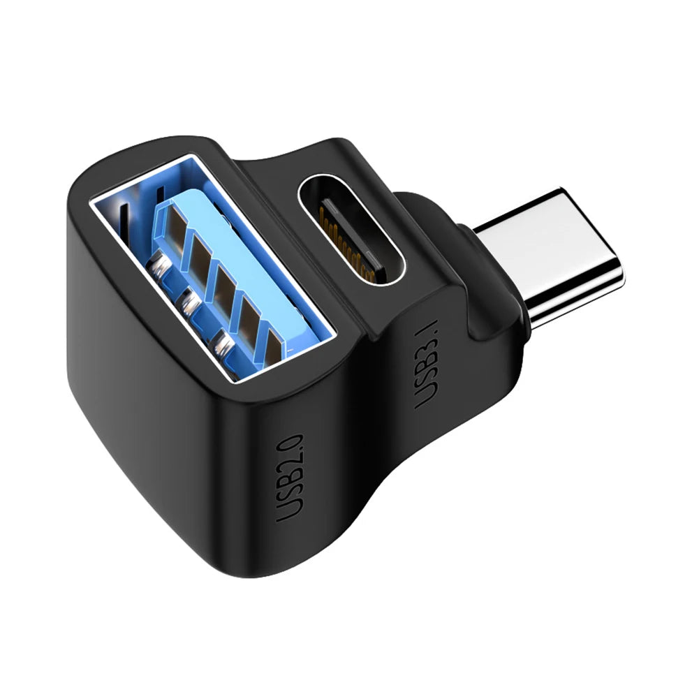 Adaptador USB tipo C en forma de U de 180 grados, convertidor de carga USBC para Steam Deck/Nintendo Switch, transferencia rápida de datos, OTG, 20gbps
