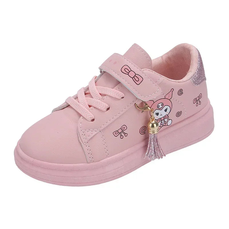 2025 zapatos blancos pequeños para niños, zapatos deportivos informales de fondo plano para estudiantes y niñas, zapatos de placa coreanos de primavera bajos