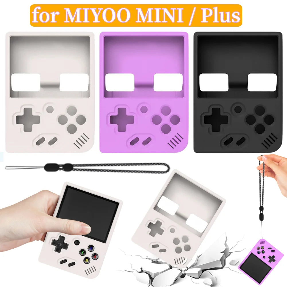 Funda protectora de silicona para consola de juegos MIYOO MINI Plus, funda suave antiarañazos y antideslizante con cordón