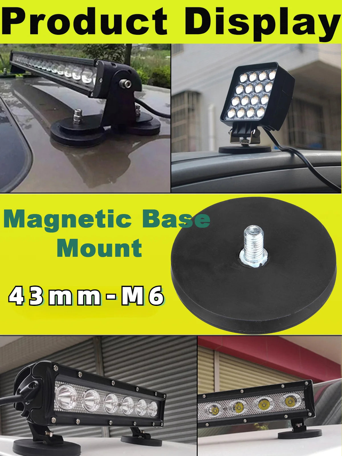 2 uds 43mm M6 perno Base magnética soporte de montaje abrazadera LED barra de luz de trabajo soporte SUV todoterreno