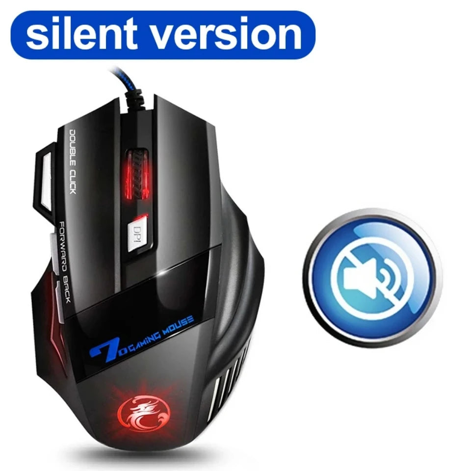 Ratón para juegos por cable, ratón de ordenador para Gamer, ratón ergonómico retroiluminado RGB, retroiluminación silenciosa, ratón LED de 7 botones, ratón USB para PC de escritorio