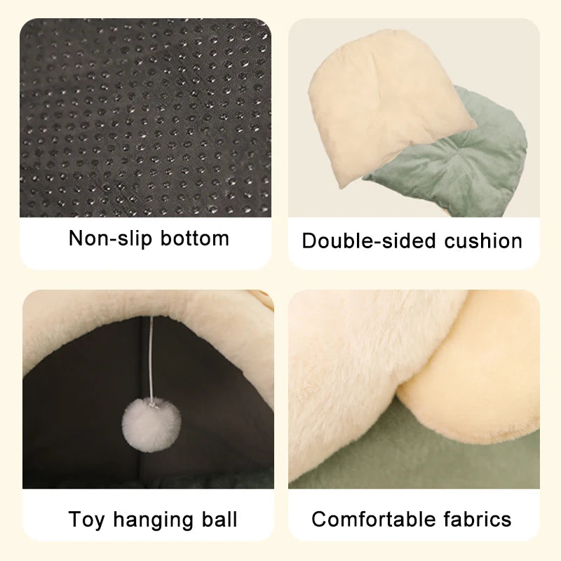 Cama para gatos de sueño profundo, cama para mascotas de dibujos animados, plegable, extraíble, lavable, cama para mascotas, alfombrilla para perros pequeños, bolsa, cueva, cama para gatos