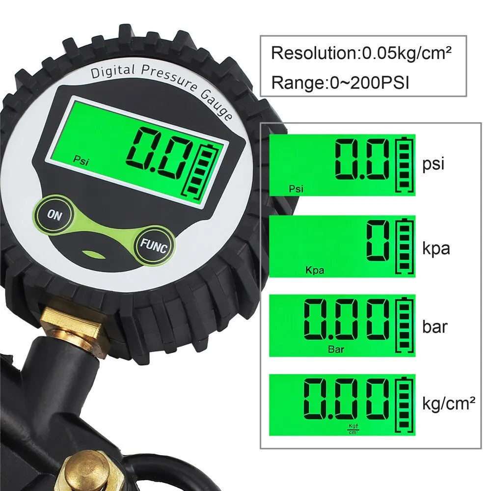 Pantalla LCD Digital para coche, bicicleta, Motor, retroiluminación LED, probador de vehículo, medidor de inflado de presión de aire de neumáticos de la UE
