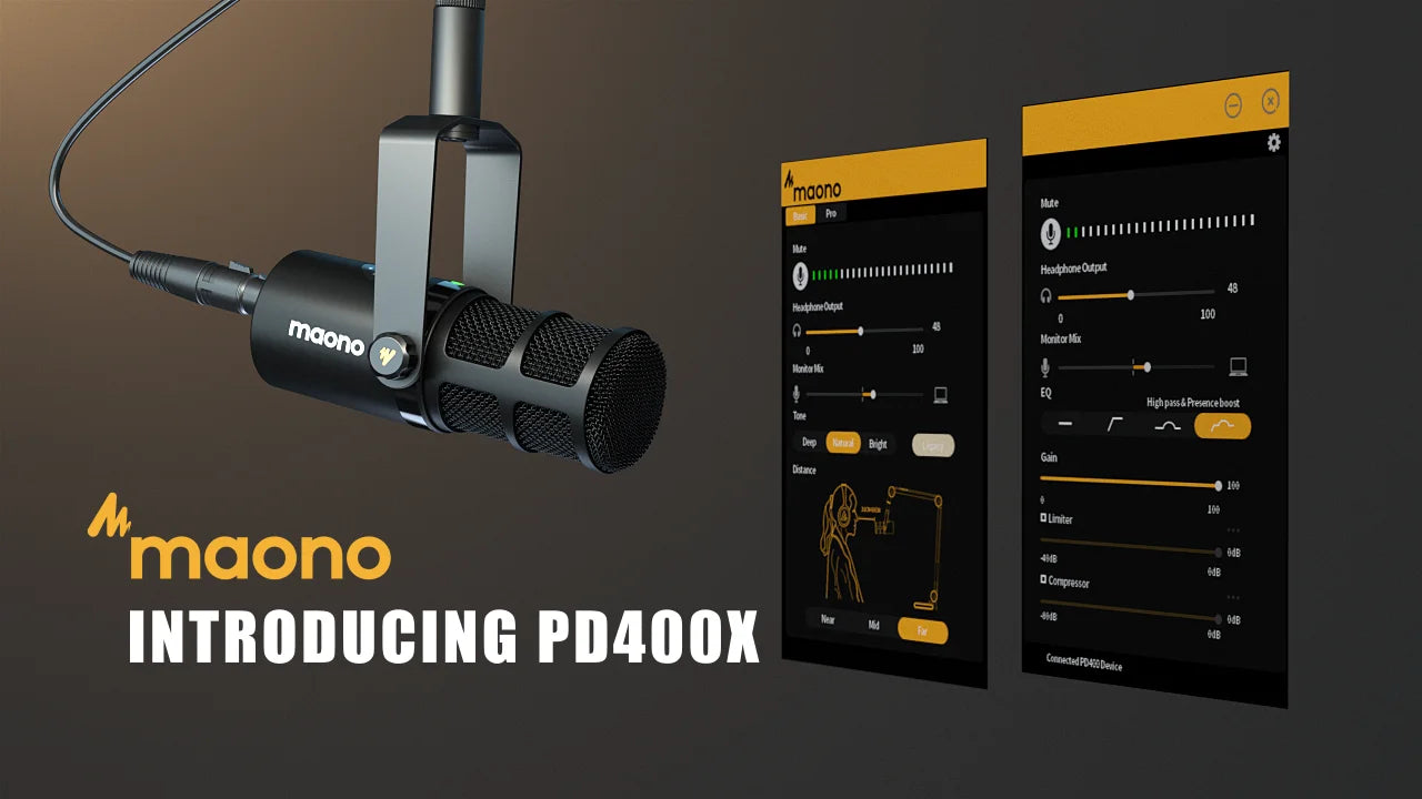Maono USB/XLR Micrófono dinámico profesional Todo de metal con ganancia de silencio de un toque Conector para auriculares y control de volumen para Podcasting Live Streaming Youtube PD400X