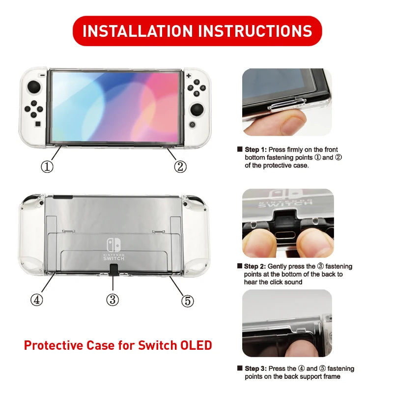 Para NS Switch Shell estuche rígido estilo "M" y "L" carcasa protectora cubierta fina piel NS Switch OLED accesorios de juego