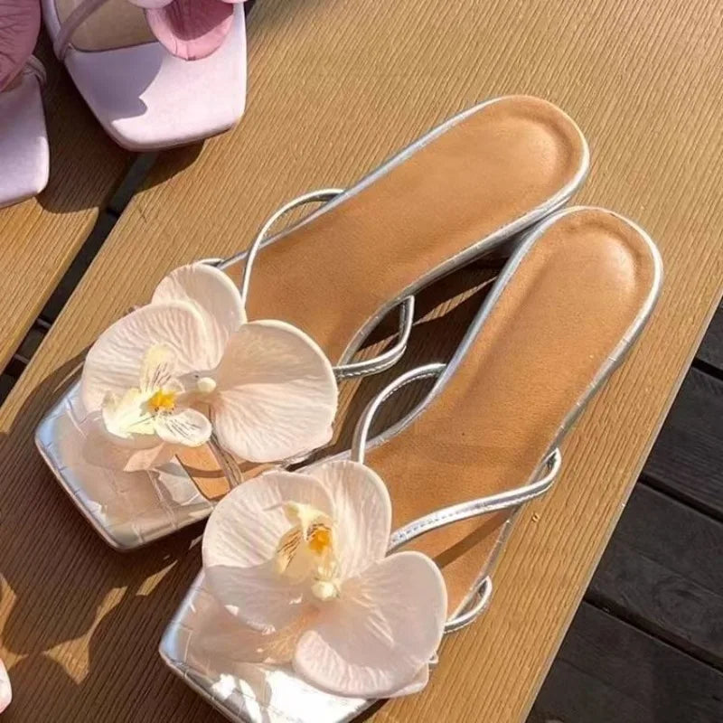 Sandalias De tacón alto para Mujer, zapatos elegantes De diseñador Floral De marca, Sandalias informales a la moda para exteriores, nuevas Sandalias De verano para Mujer