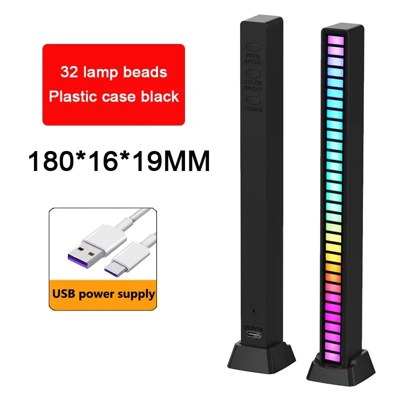 Tira de luces LED RGB, Control de sonido y música, lámpara ambiental de ritmo, luces nocturnas de ambiente para Bar, coche, habitación, TV, decoración para juegos