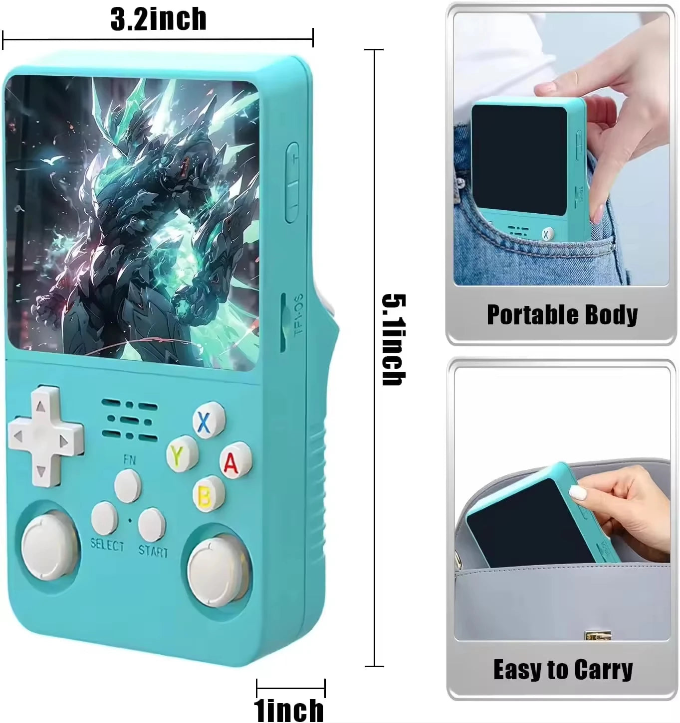 Consola de videojuegos portátil R36S, almacenamiento de pantalla IPS de 3,5 pulgadas, biblioteca de juegos 20000, sistema Arkos Linux, reproductor de bolsillo portátil