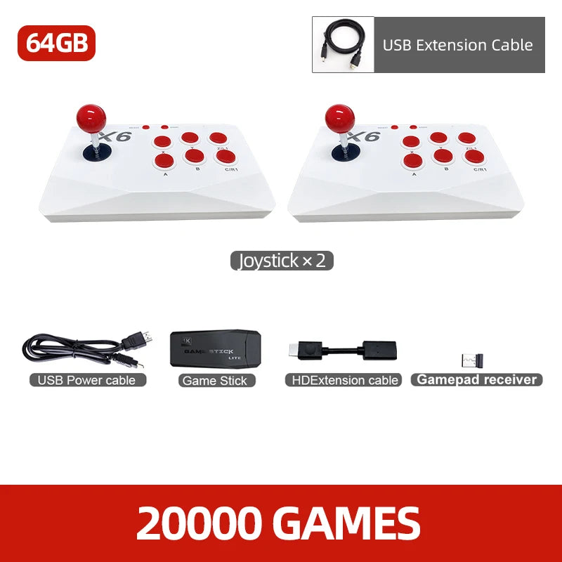 VILCORN M8 Game Stick 4K consola de videojuegos Arcade para MAME PS1 9 emulador con doble Arcade Joysitck 41000 juegos máquina Retro