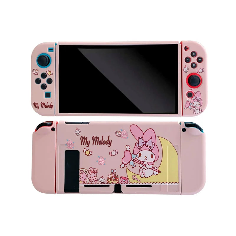 La melodía es adecuada para la cubierta anticaída de color suave de silicona Nintendo OLED, funda protectora desmontable para consola de juegos portátil NS