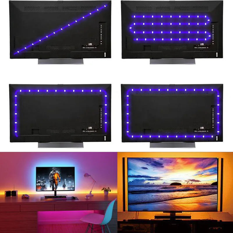 Tira de luces LED RGB con Bluetooth, USB, 5V, controlador 5050, 1M, 2M, 3M, 4M, 5M, lámpara de diodo Flexible, cinta de luces, iluminación de fondo de TV