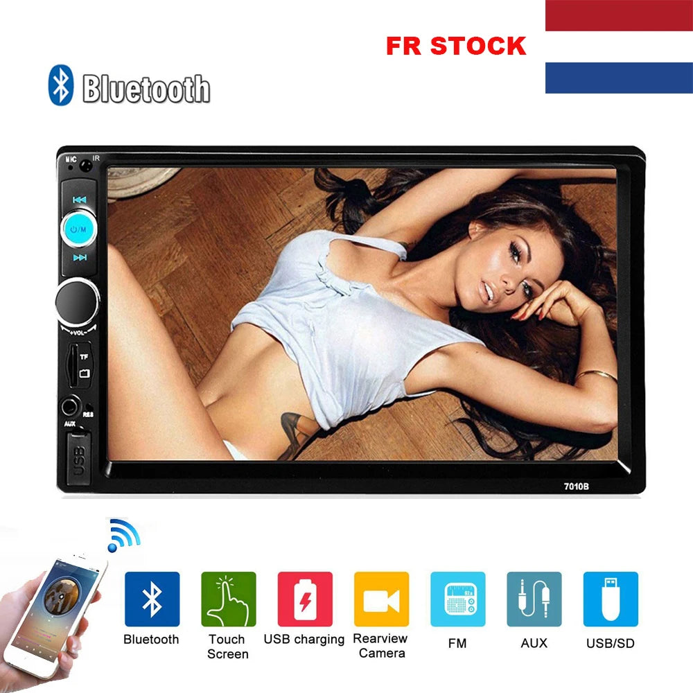 Podofo 2 din Radio de coche 7 "HD Autoradio reproductor Multimedia 2DIN pantalla táctil Auto audio estéreo de coche MP5 Bluetooth USB TF FM cámara