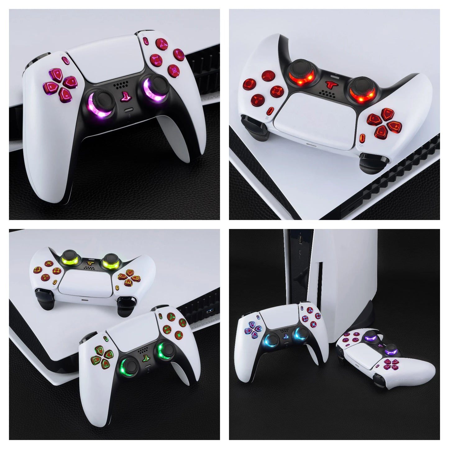 EXtremeRate 7 colores 9 modos iluminados Dpad Thumbsticks Share Home Face Buttons para controlador ps5 BDM-030 y BDM-040 y BDM-050