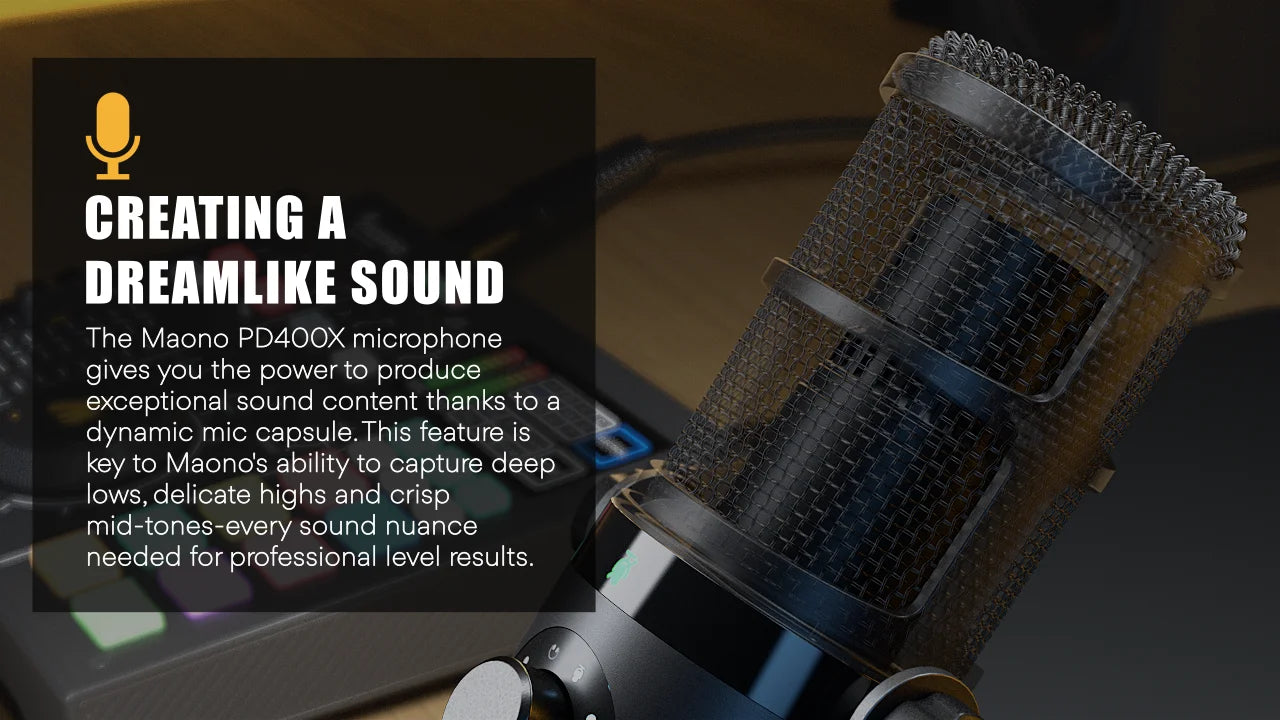 Maono USB/XLR Micrófono dinámico profesional Todo de metal con ganancia de silencio de un toque Conector para auriculares y control de volumen para Podcasting Live Streaming Youtube PD400X