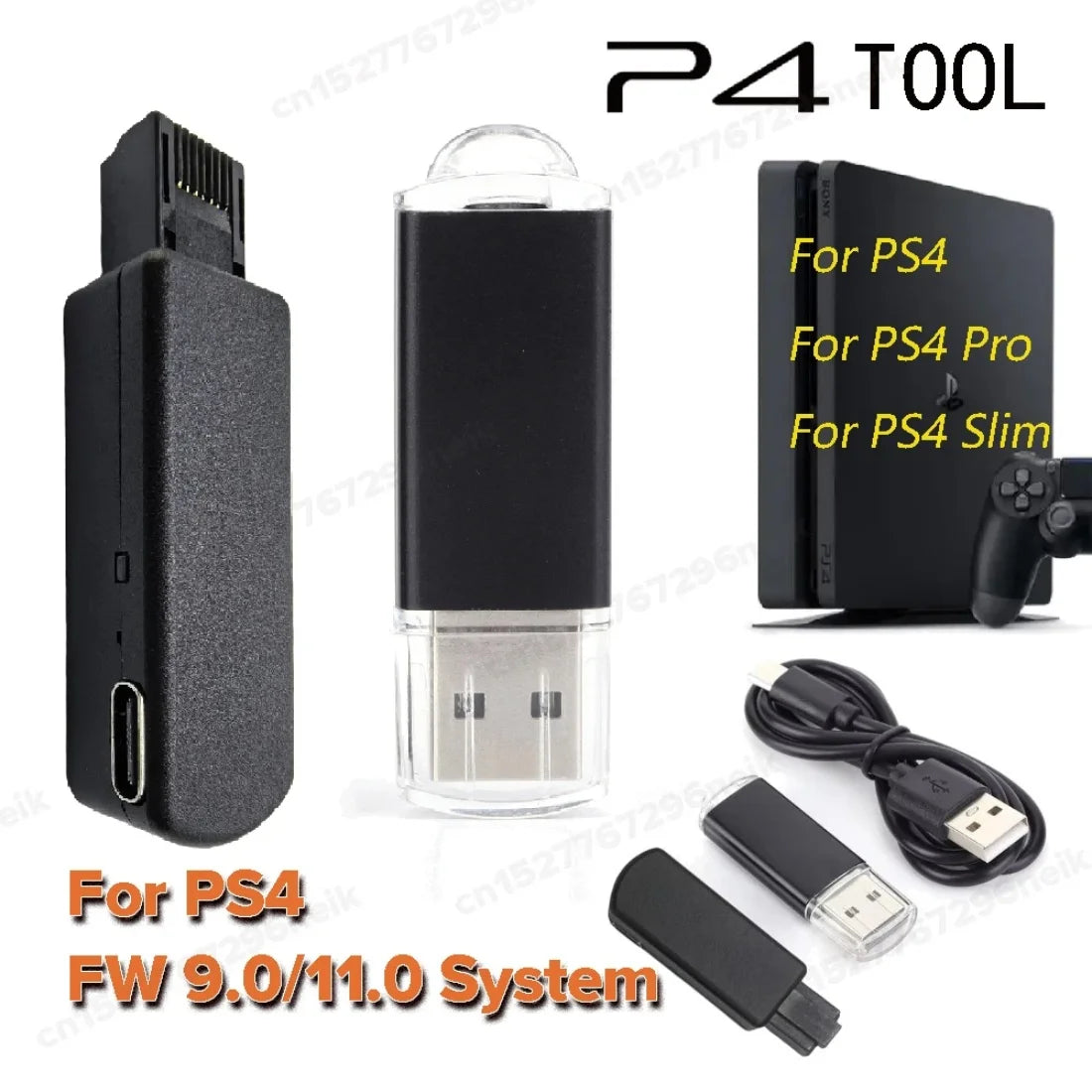 Juego de herramientas JB de una tecla, Dongle USB con Cable Ethernet tipo C, adaptador USB JB para sistema PS4/PS4 Pro/PS4 Slim FW 9,0-11,0