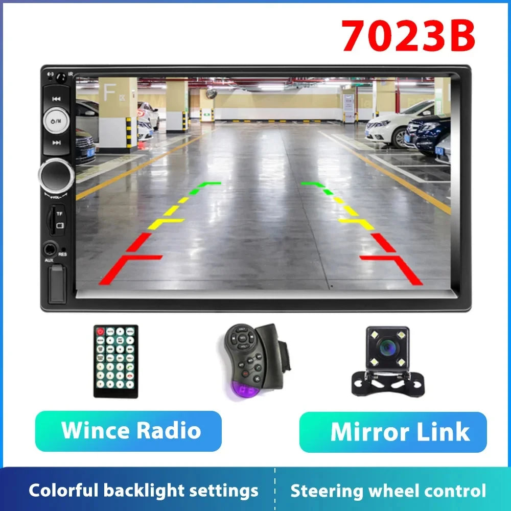 Podofo 2 din Radio de coche 7 "HD Autoradio reproductor Multimedia 2DIN pantalla táctil Auto audio estéreo de coche MP5 Bluetooth USB TF FM cámara