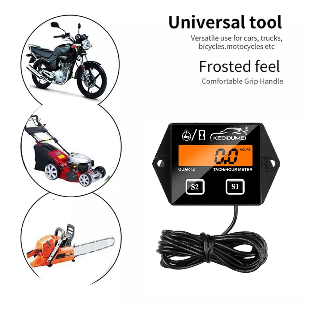 El más nuevo tacómetro Digital LCD para Motor, medidor de horas, tacómetro, pantalla inductiva para motocicleta, Motor de carrera, coche marino, barco