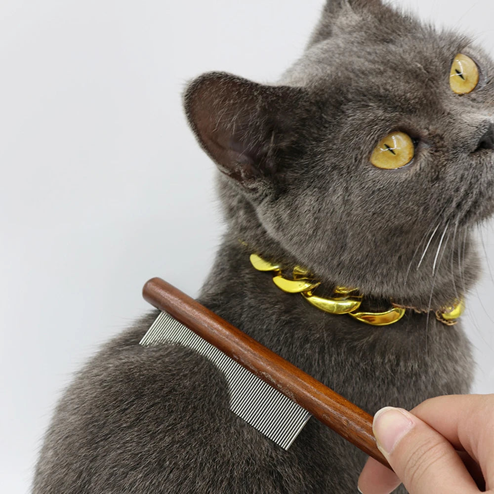 Peine para gatos, cepillo para gatos, pelo largo, peine con aguja para gatos, nudos abiertos para quitar accesorios flotantes para el cabello, peine de fila para mascotas