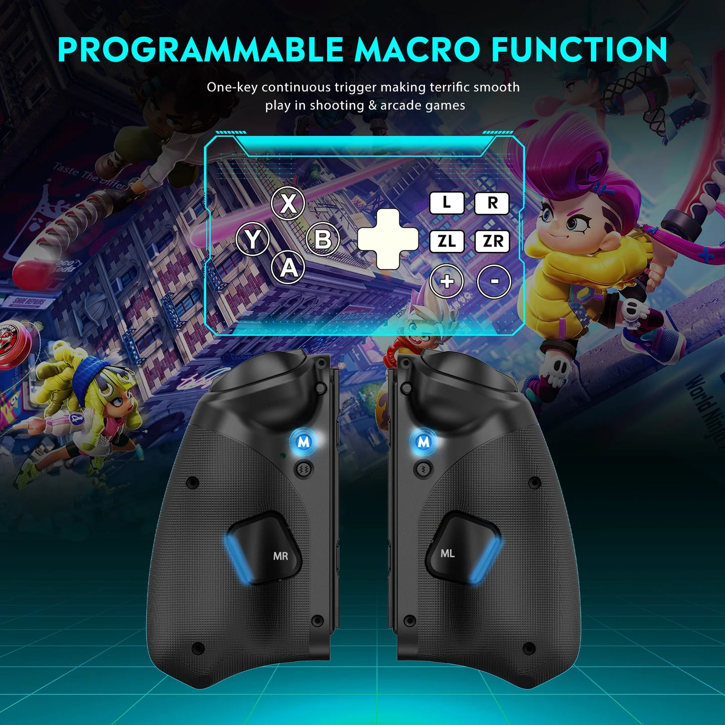 Joy-pad inalámbrico con luz QRD Stellar T5 Original con luces RGB para Switch/Lite/OLED/Switch 2, con programable, Turbo y Macro