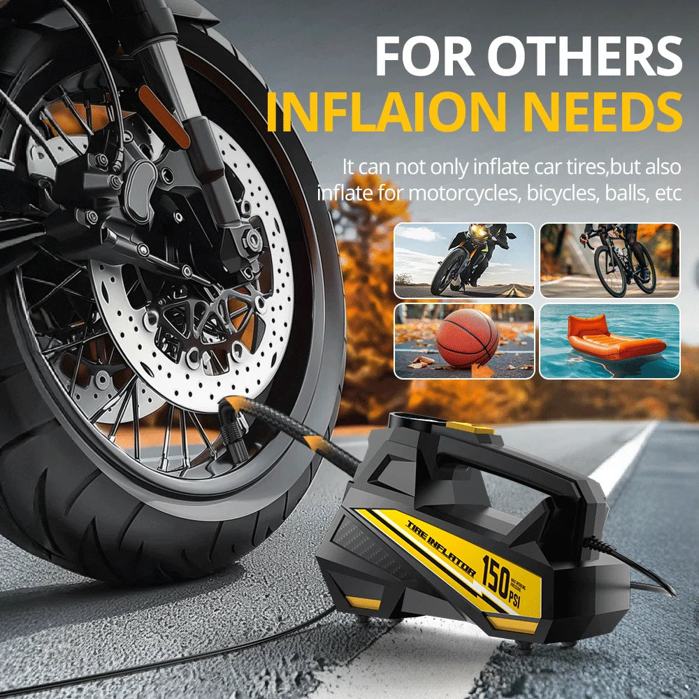 Compresor de aire portátil para coche, inflador de neumáticos con cable Digital, bomba de aire de neumáticos con luz LED de emergencia para coche, motocicleta, bicicleta