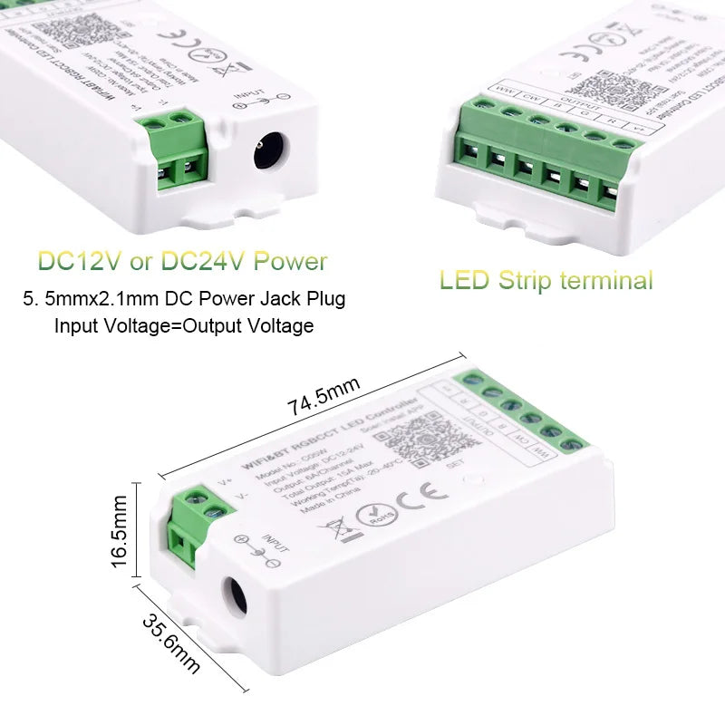 Tuya WiFi LED controlador Alexa Google Home Control de voz RGB RGBW CCT tira de LED controlador inteligente aplicación BT RF remoto 2,4G DC12V-24V