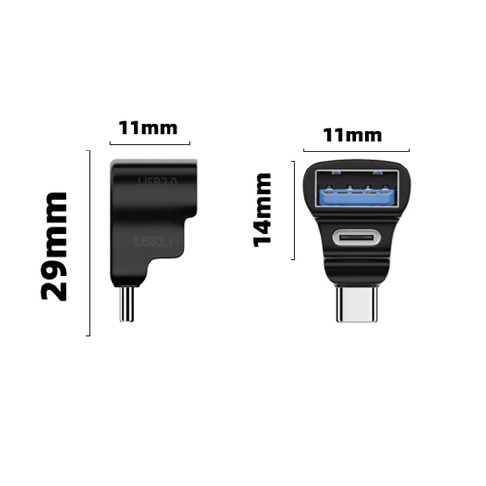 Adaptador USB tipo C en forma de U de 180 grados, convertidor de carga USBC para Steam Deck/Nintendo Switch, transferencia rápida de datos, OTG, 20gbps