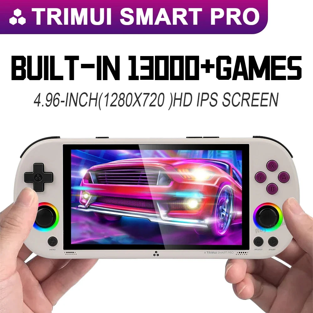 Consola de juegos portátil Trimui Smart Pro, 128G, 256G, pantalla IPS de 4,96 pulgadas, sistema Linux, Joystick, iluminación RGB, reproductor de videojuegos Retro, nuevo