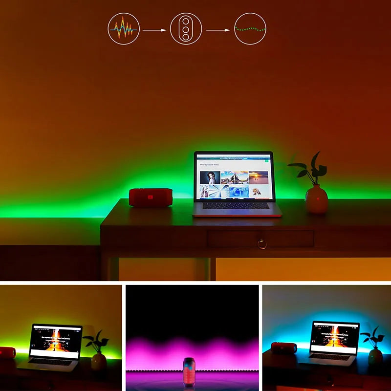 Tira de luces LED RGB con Bluetooth, USB, 5V, controlador 5050, 1M, 2M, 3M, 4M, 5M, lámpara de diodo Flexible, cinta de luces, iluminación de fondo de TV