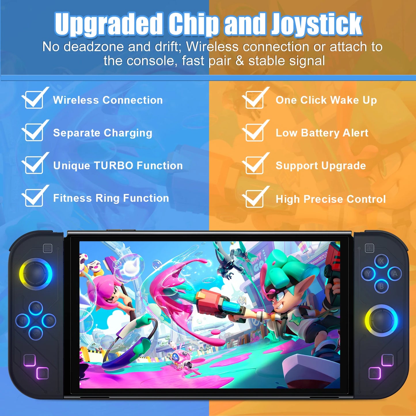 Controlador de mando Joy Pad para Nintendo Switch/Led Lite/Pc Joystick inalámbrico Rgb Grip soporte despertador y función Turbo 6 ejes