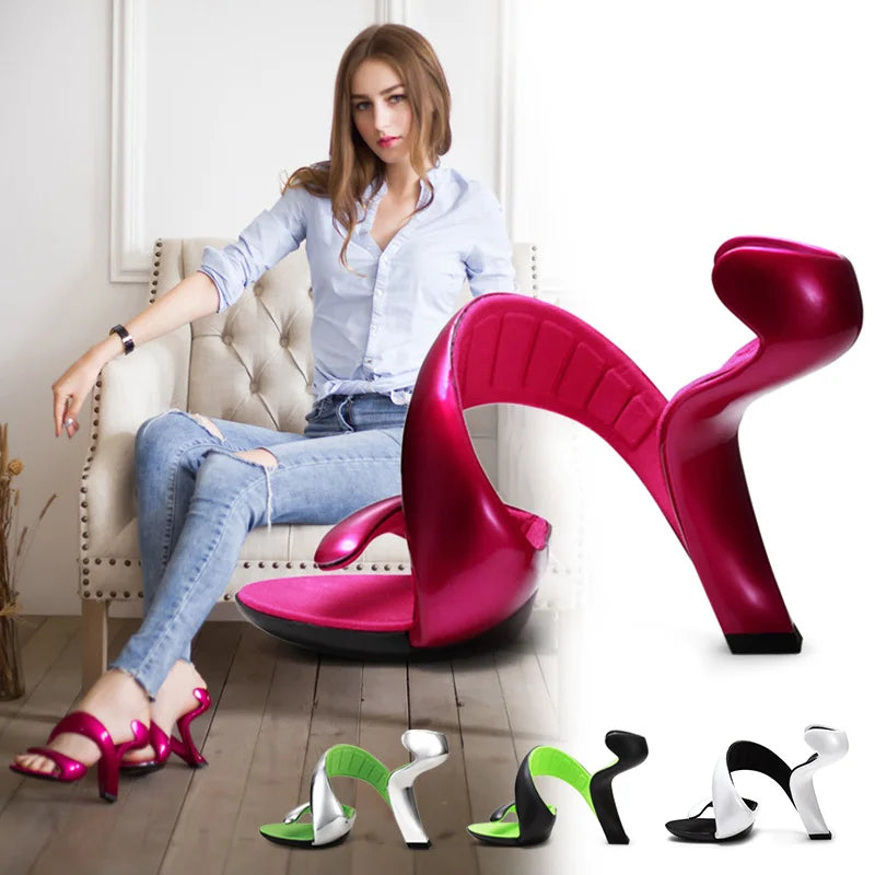 NOVEDAD DE VERANO 2025, sandalias sin fondo para mujer, punta abierta, tacones altos, tacones gruesos, sexy, club nocturno, moda, serpiente, sinuoso