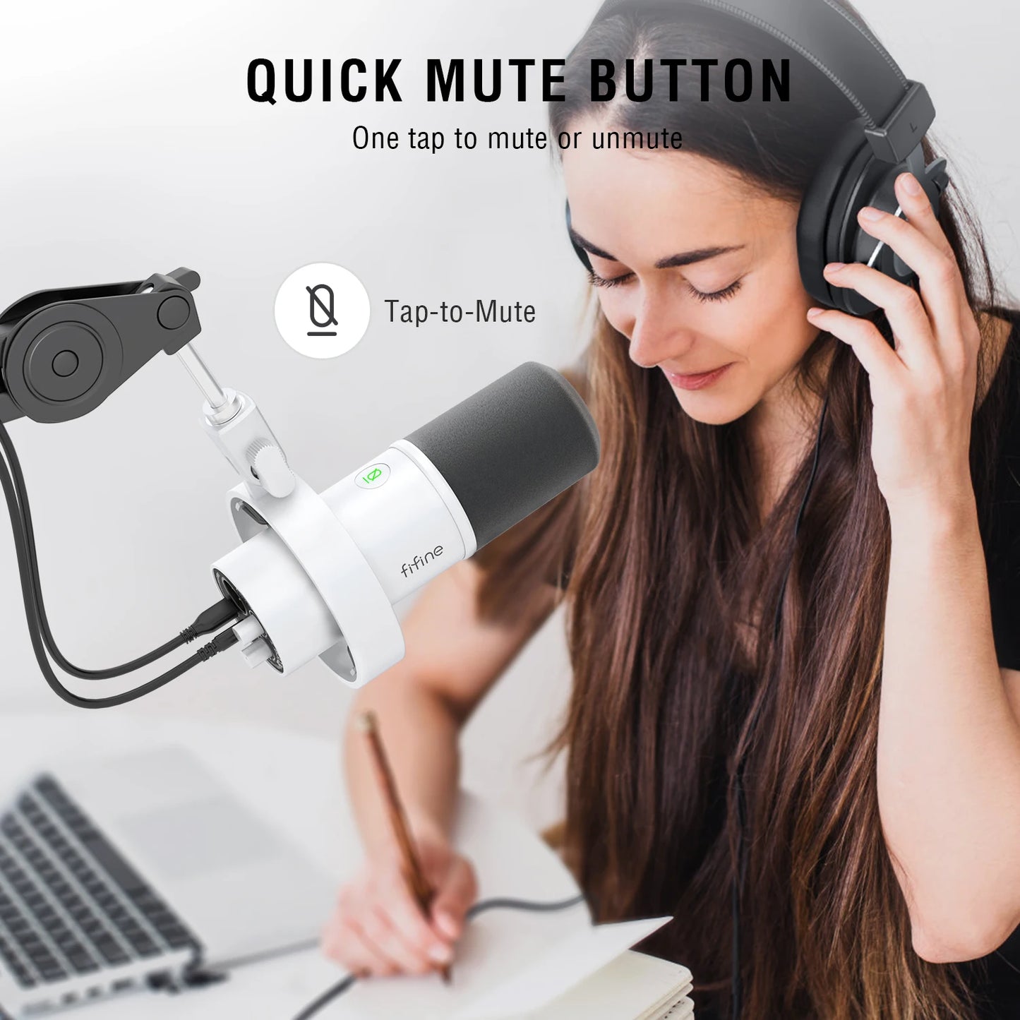 FIFINE-micrófono dinámico XLR de grabación, dispositivo con monitoreo en tiempo Real, transmisión USB, con perilla de ganancia/silencio táctil, para PC y Mixer-K688