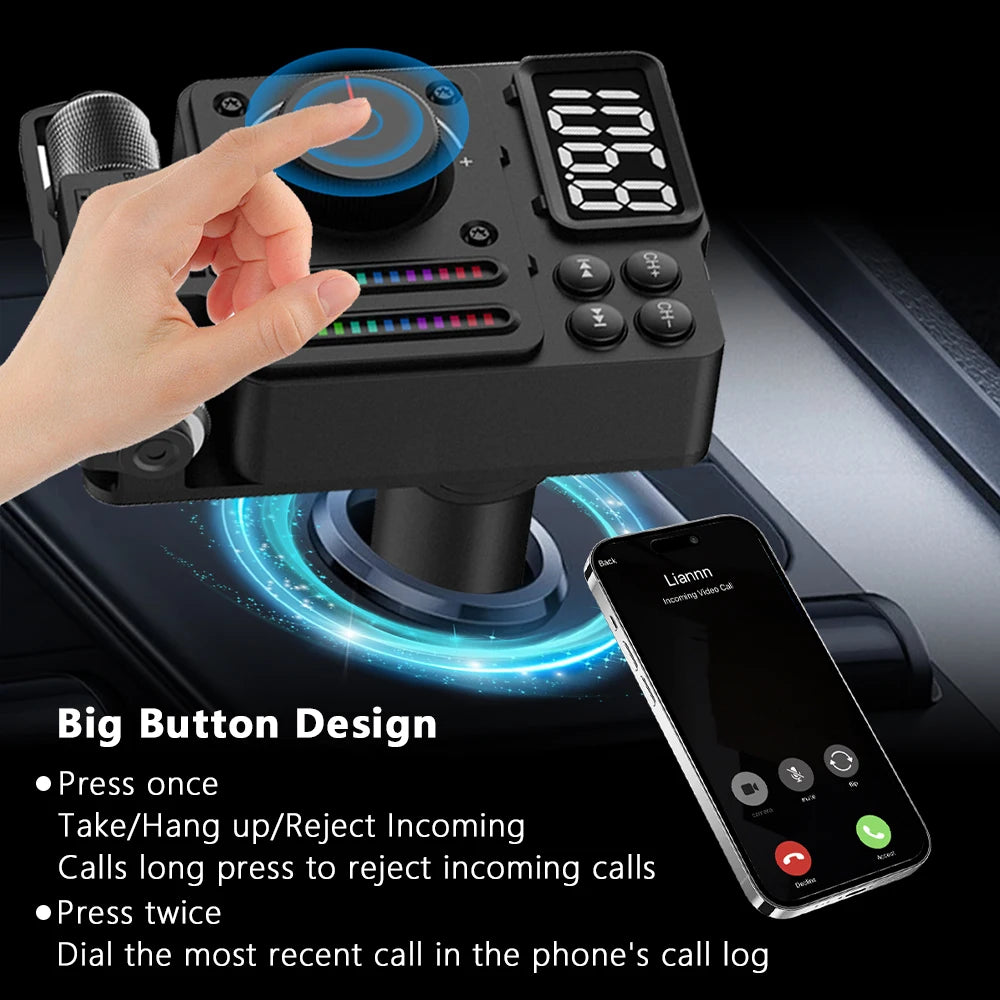 Reproductor de Mp3 radios de coche Bluetooth 5,3 adaptador de coche FM receptor Bluetooth inalámbrico FM bluetooth voiture para coche reproductor de coche LED