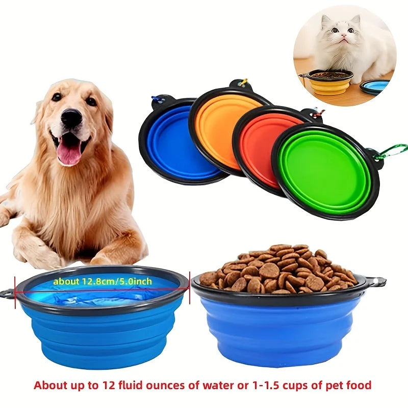 Cuenco portátil de comida para mascotas, cuenco duradero de TPR, comida para perros y gatos, cuenco plegable de silicona para mascotas, cuenco de comida de agua portátil para viajes al aire libre