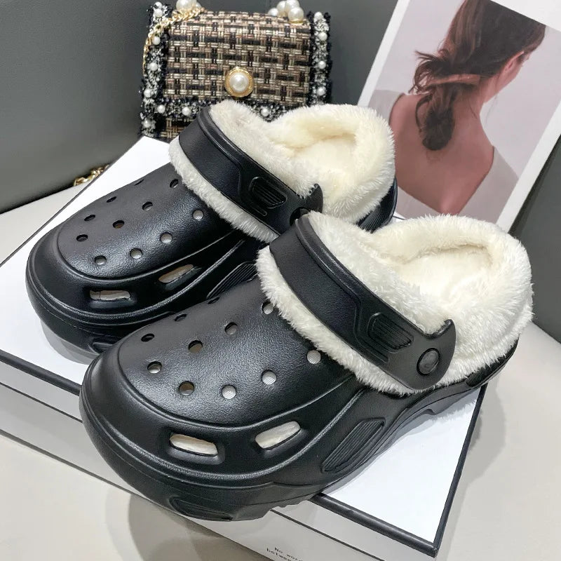 Zapatos de cueva EVA acolchados de invierno para hombres y mujeres, nuevos zapatos Baotou de fondo grueso, zapatillas de algodón cálidas para parejas, hombres y mujeres