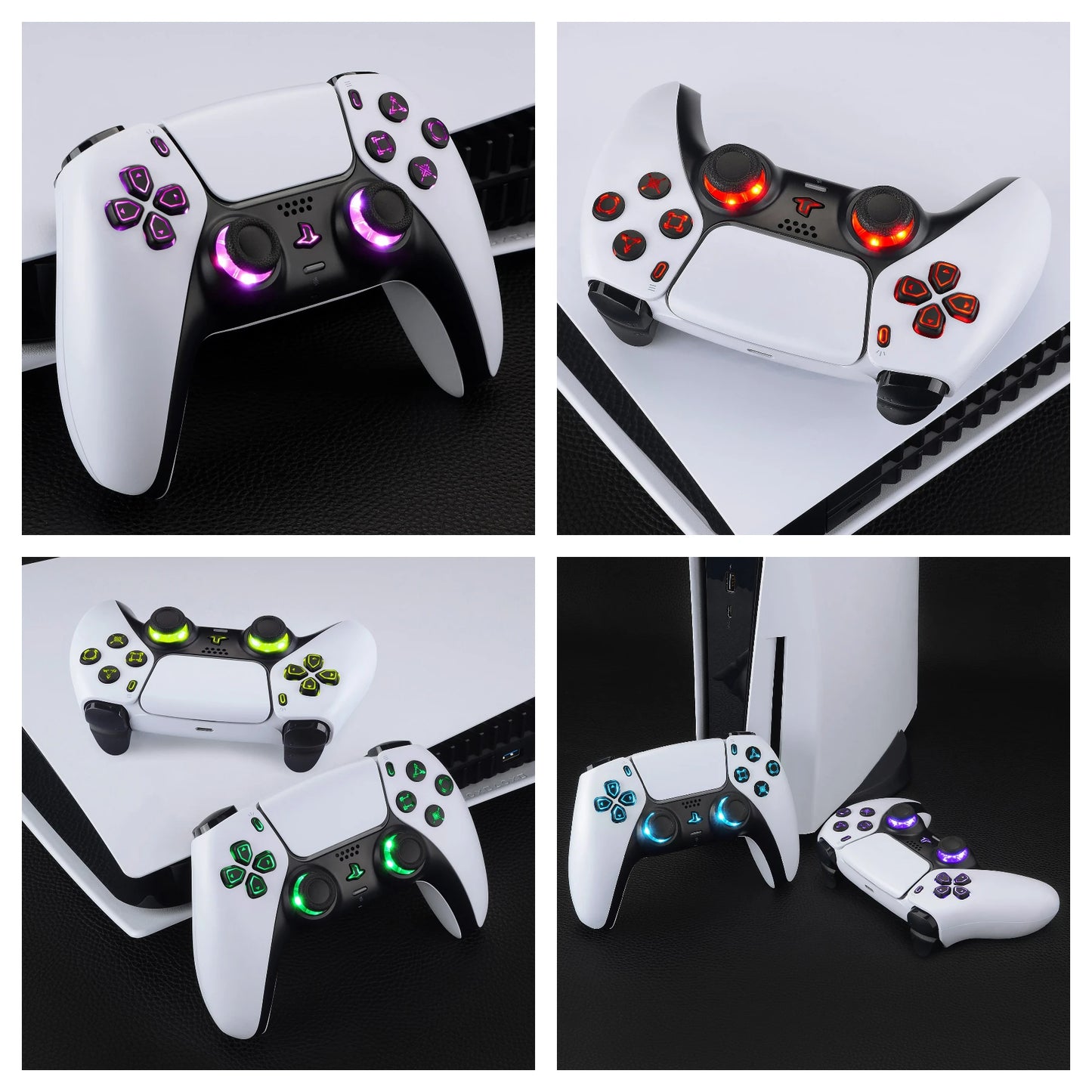EXtremeRate 7 colores 9 modos iluminados Dpad Thumbsticks Share Home Face Buttons para controlador ps5 BDM-030 y BDM-040 y BDM-050