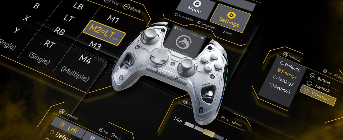Controlador de juegos inalámbrico con pantalla interactiva para Switch/PC/iOS/Android, palo de efecto Hall, luz RGB de 1800mAh con base de carga